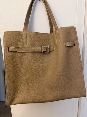 Classic Taupe  Leather Tote Bag - Neutral Tote for Everyday
